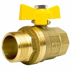 Кран шаровой газовый STI бабочка Н-В 20 (¾") латунь Кран шаровой газовый STI бабочка Н-В 20 (¾") латунь